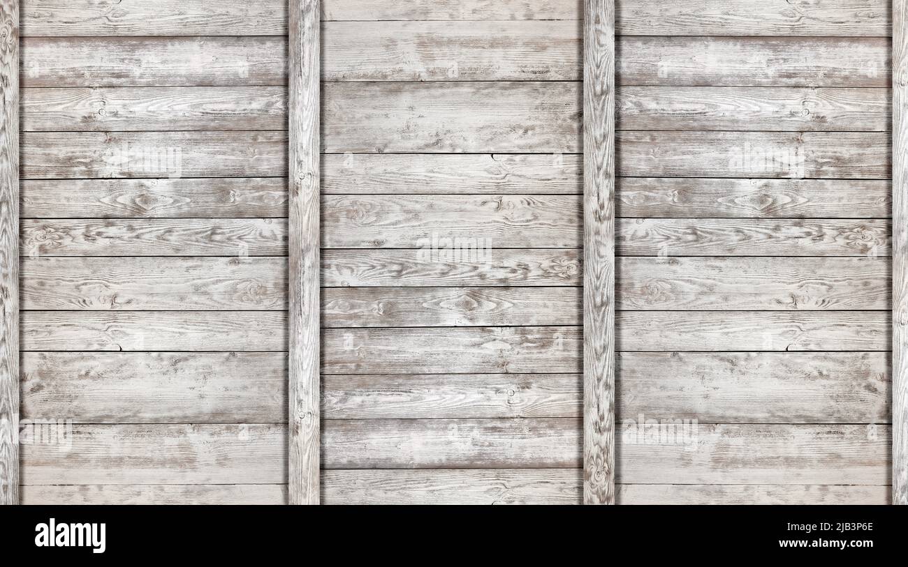 white painted wooden plank panel background Stock Photo