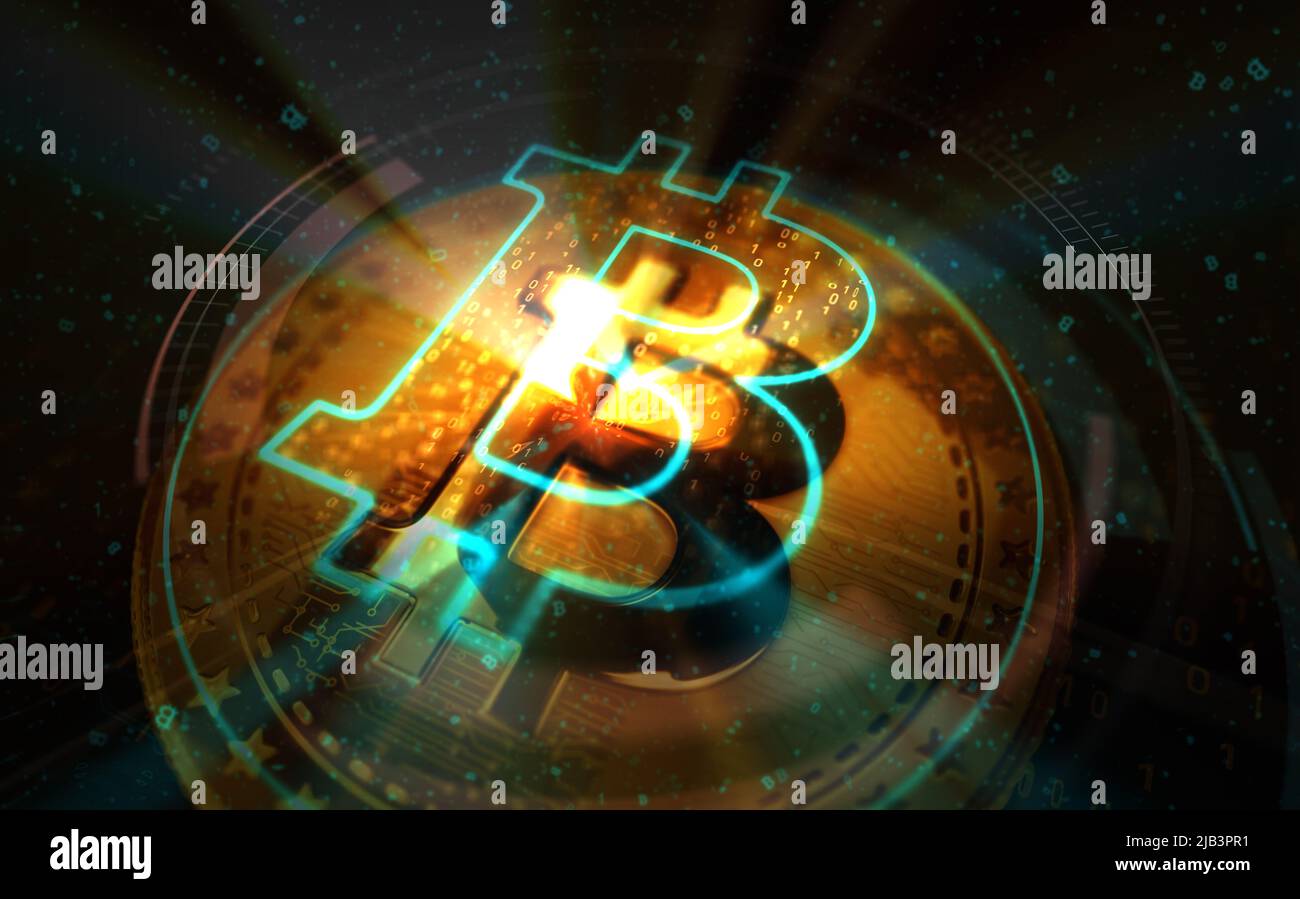 Bitcoin BTC cryptocurrency gold coin on green screen background ...