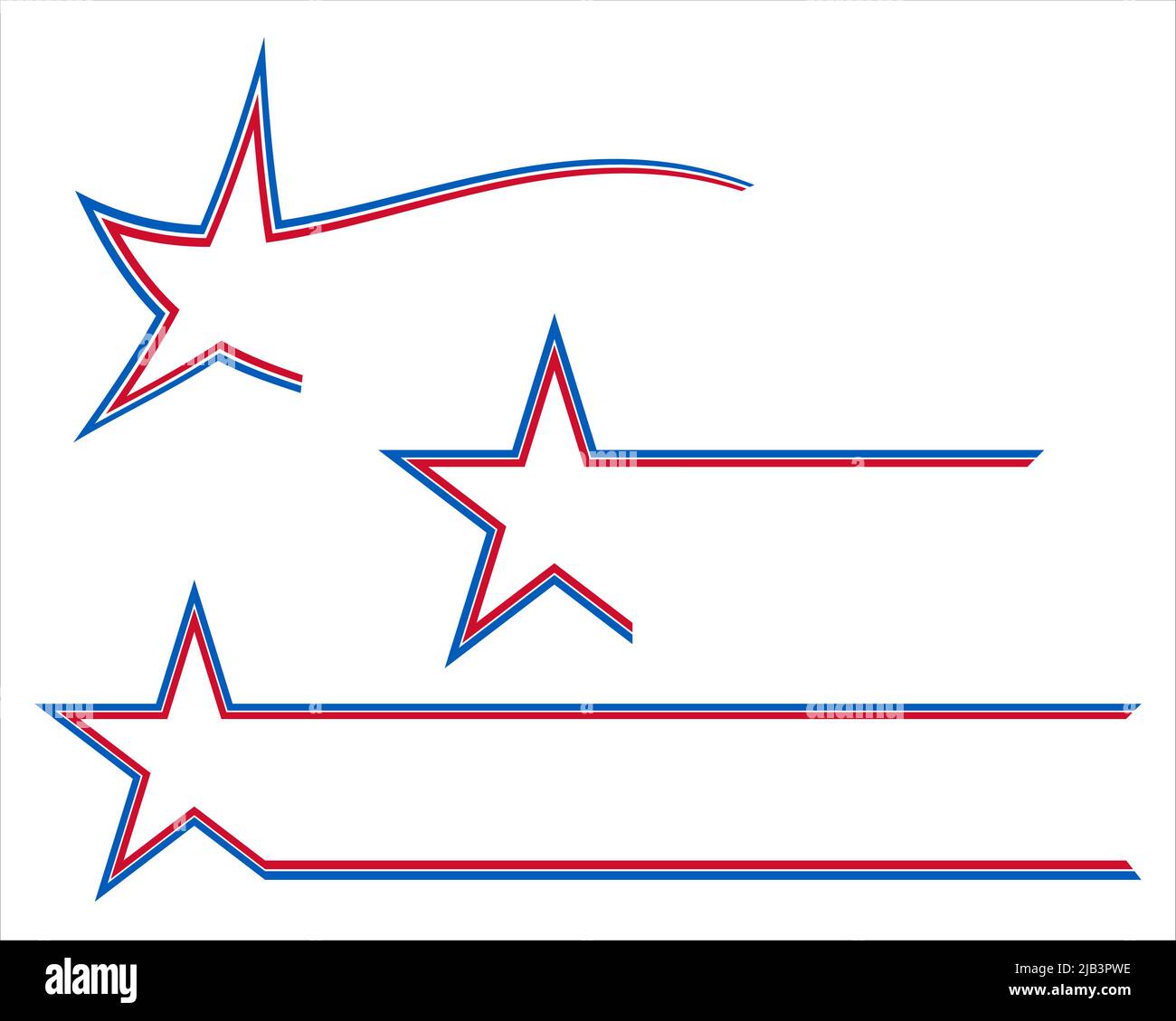 Red, white, and blue star with stripes collection - Vector Illustration Stock Vector