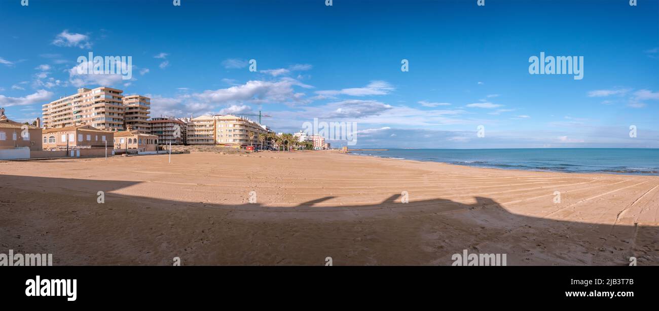 Panoramic view at modern residential houses at beach area in Torrevieja, vacation homes. Spain Stock Photo
