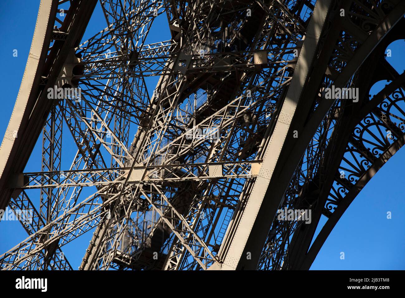 The Eiffel Tower in Paris, France on February 28, 2022. The Eiffel Tower (Tour Eiffel in French) is a wrought-iron lattice tower on the Champ de Mars in Paris. It is named after the engineer Gustave Eiffel, whose company designed and built the tower. The Eiffel Tower  has become a global cultural icon of France and one of the most recognizable structures in the world. Photograph by Bénédicte Desrus Stock Photo