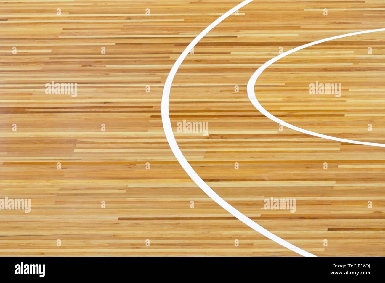 White line on the gymnasium floor for assign sports court. Badminton, Futsal, Volleyball and Basketball court Stock Photo