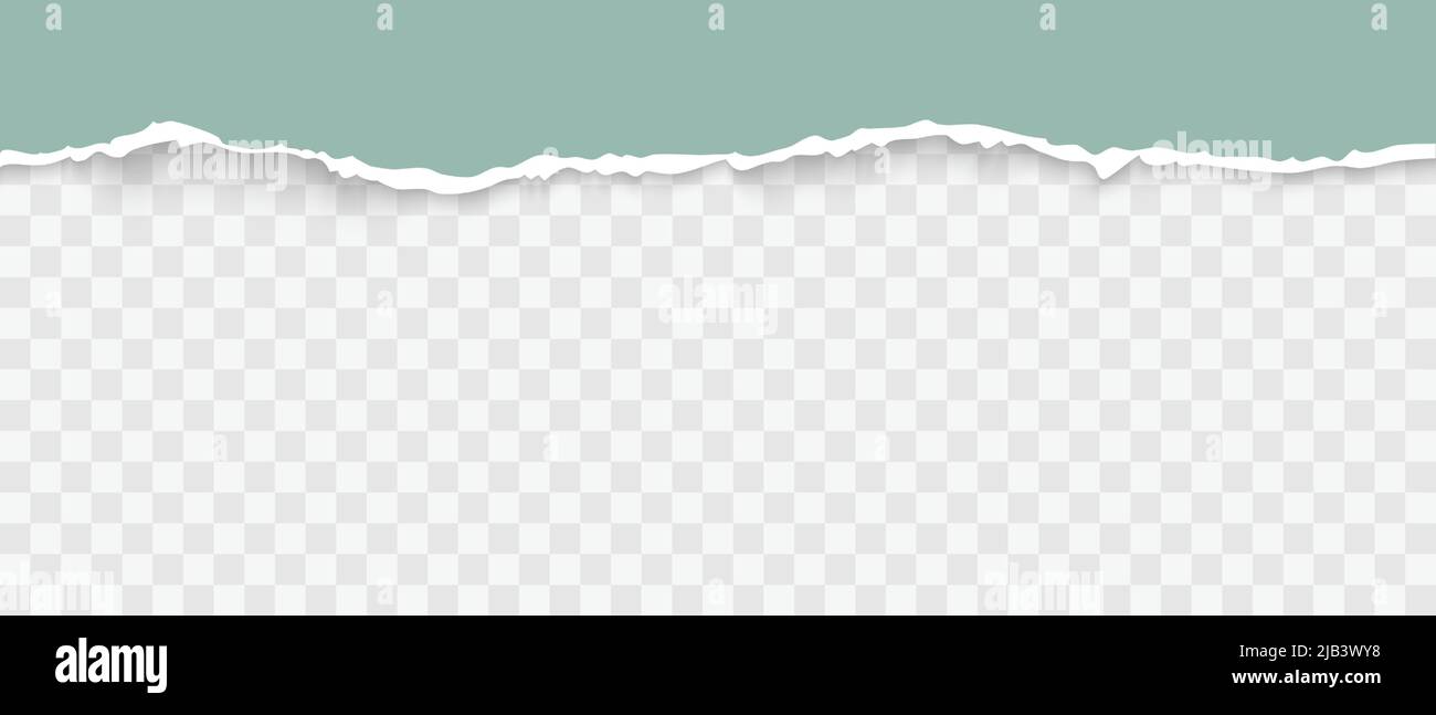 Scrap of torn green paper with ripped edges. Damaged cardboard border realistic vector illustration Stock Vector