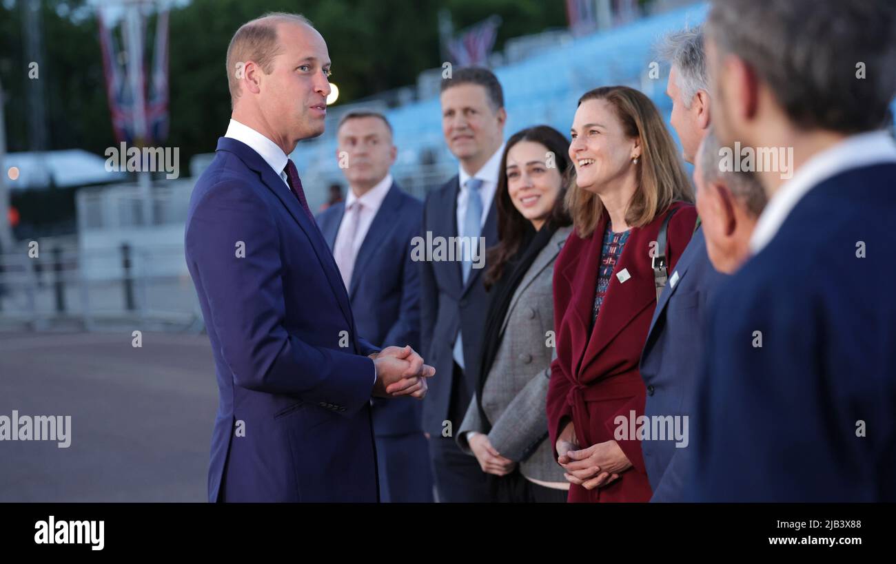The Duke of Cambridge attending the lighting of the Principal Beacon at