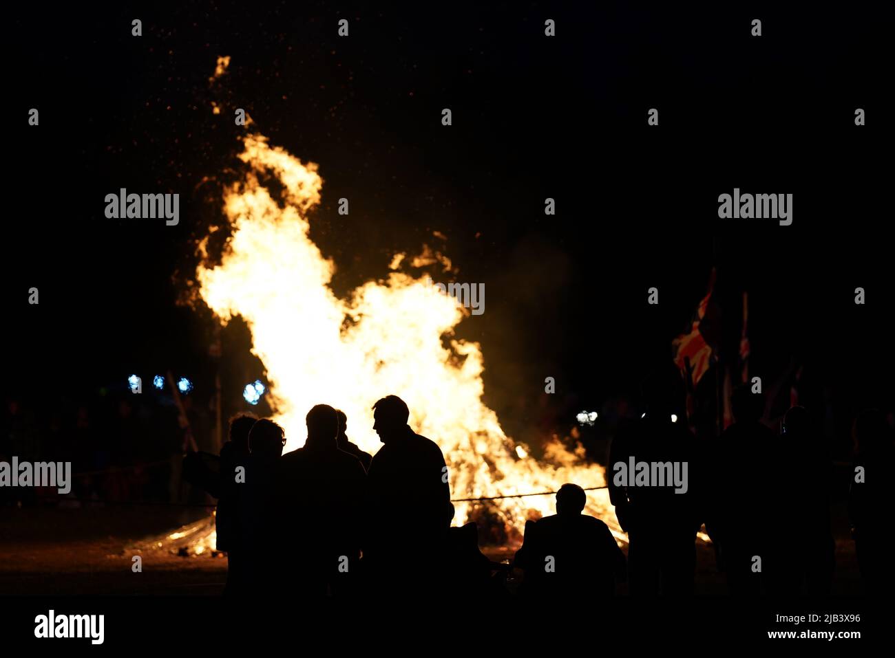 A Platinum Jubilee beacon is lit on the Queen's Sandringham estate in