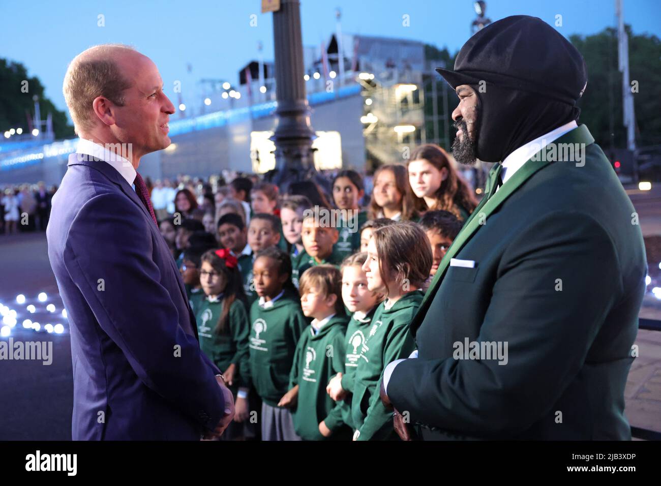The Duke of Cambridge meets with Gregory Porter during the lighting of