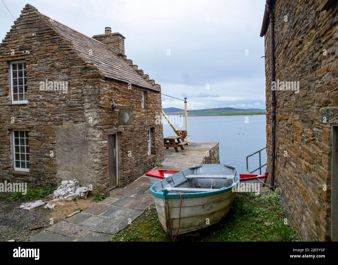 Traditional stone built houses overlooking Stromness Harbour, Orkney