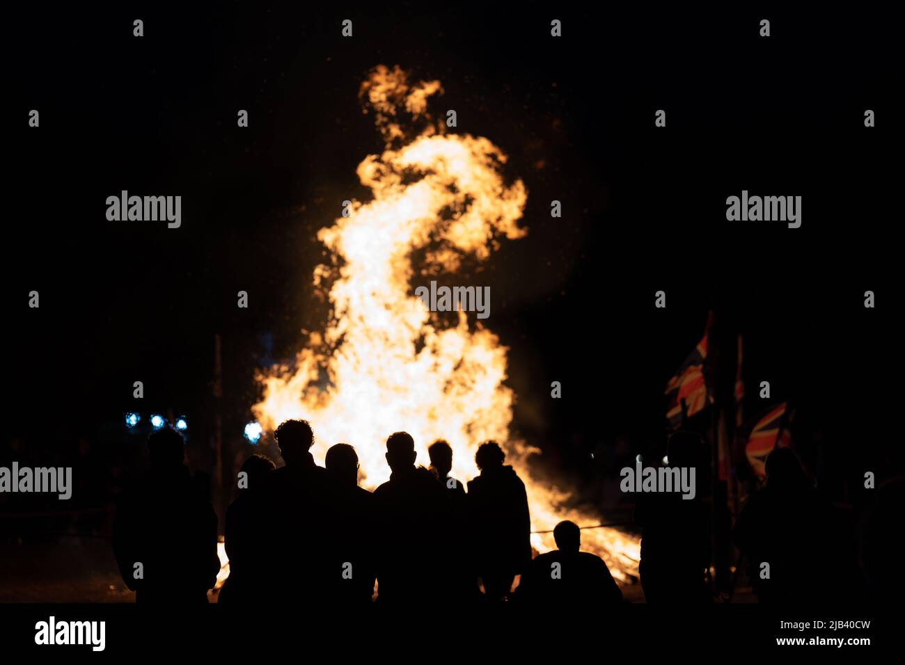A Platinum Jubilee beacon is lit on the Queen's Sandringham estate in