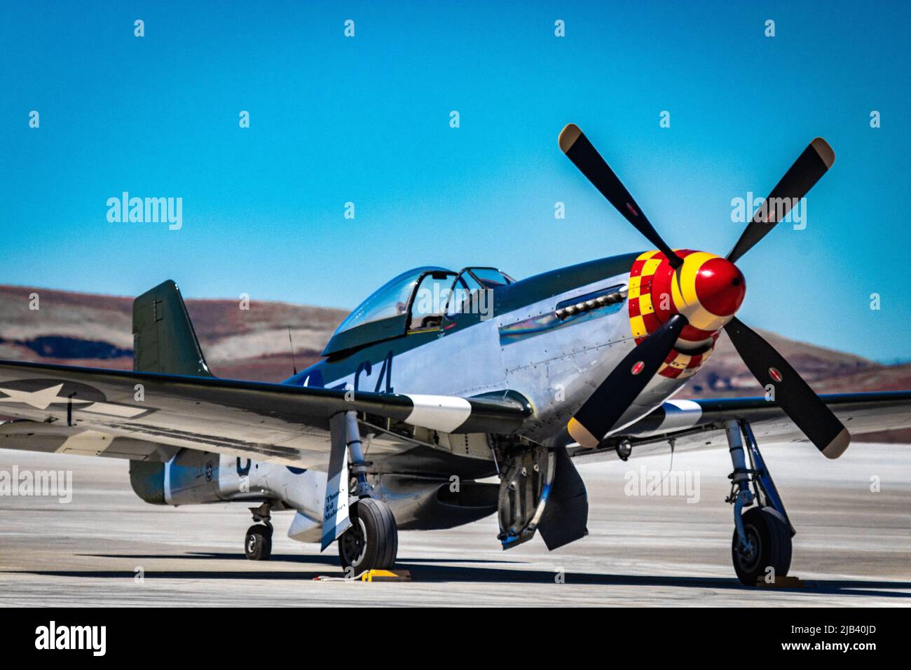 P-51 Mustang on the flight line Stock Photo