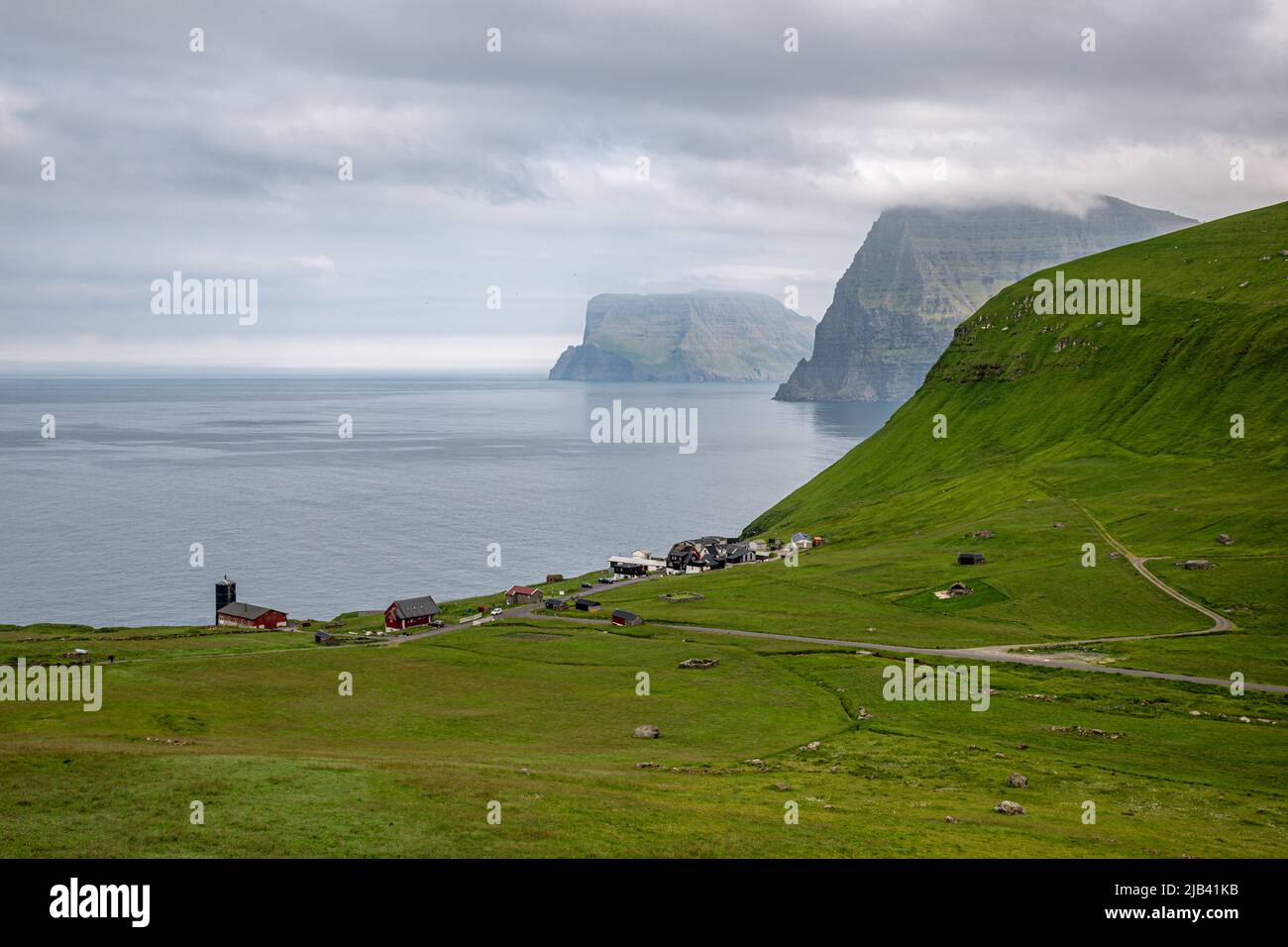 Trollanes village, Kalsoy Island, Faroe Islands Stock Photo