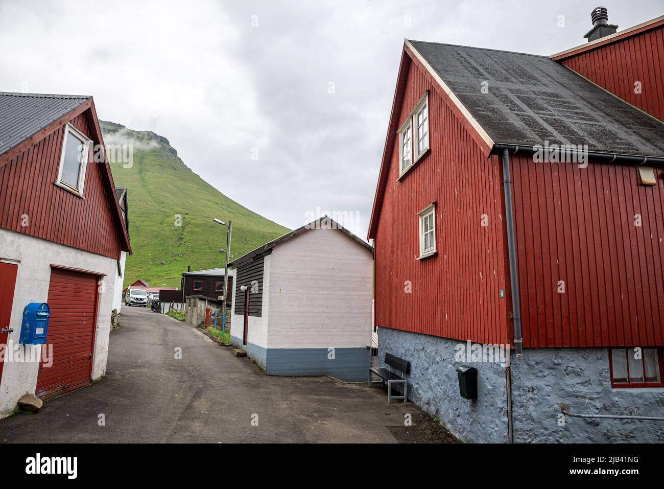 Trollanes village, Kalsoy Island, Faroe Islands Stock Photo