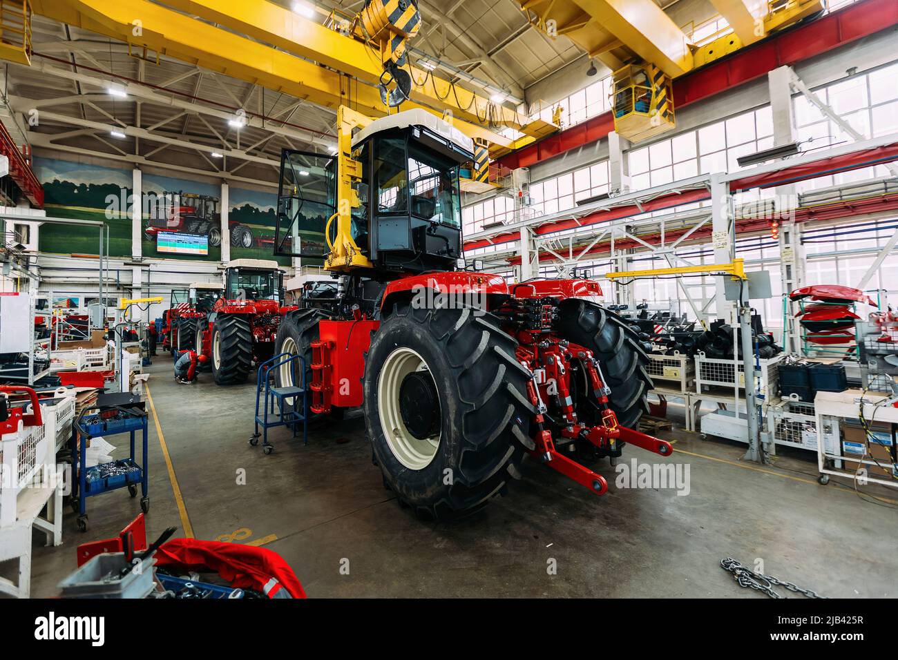Assembly process of agricultural tractors in industrial Stock