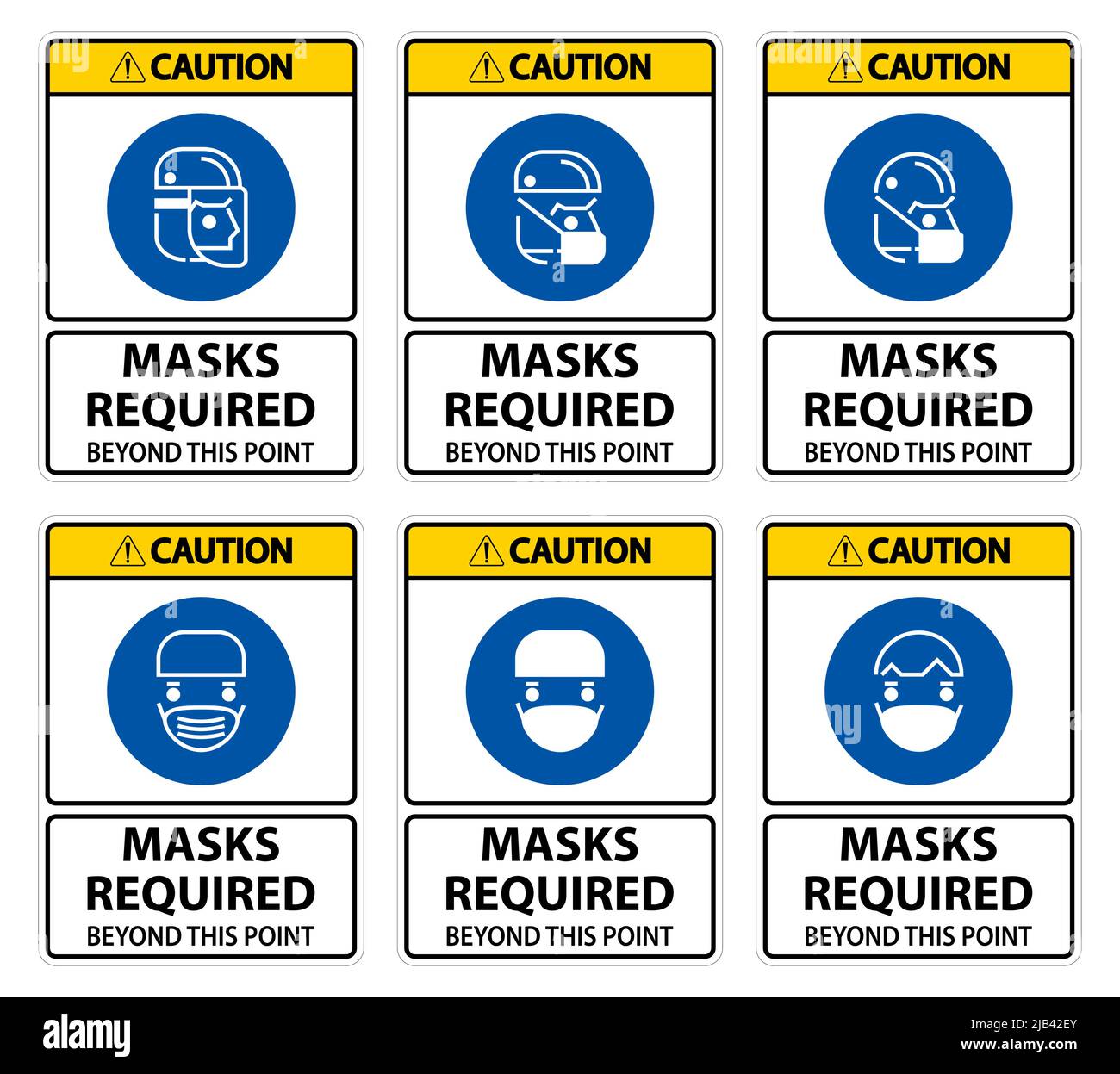 Caution Symbol Masks Required Beyond This Point Sign Stock Vector Image ...