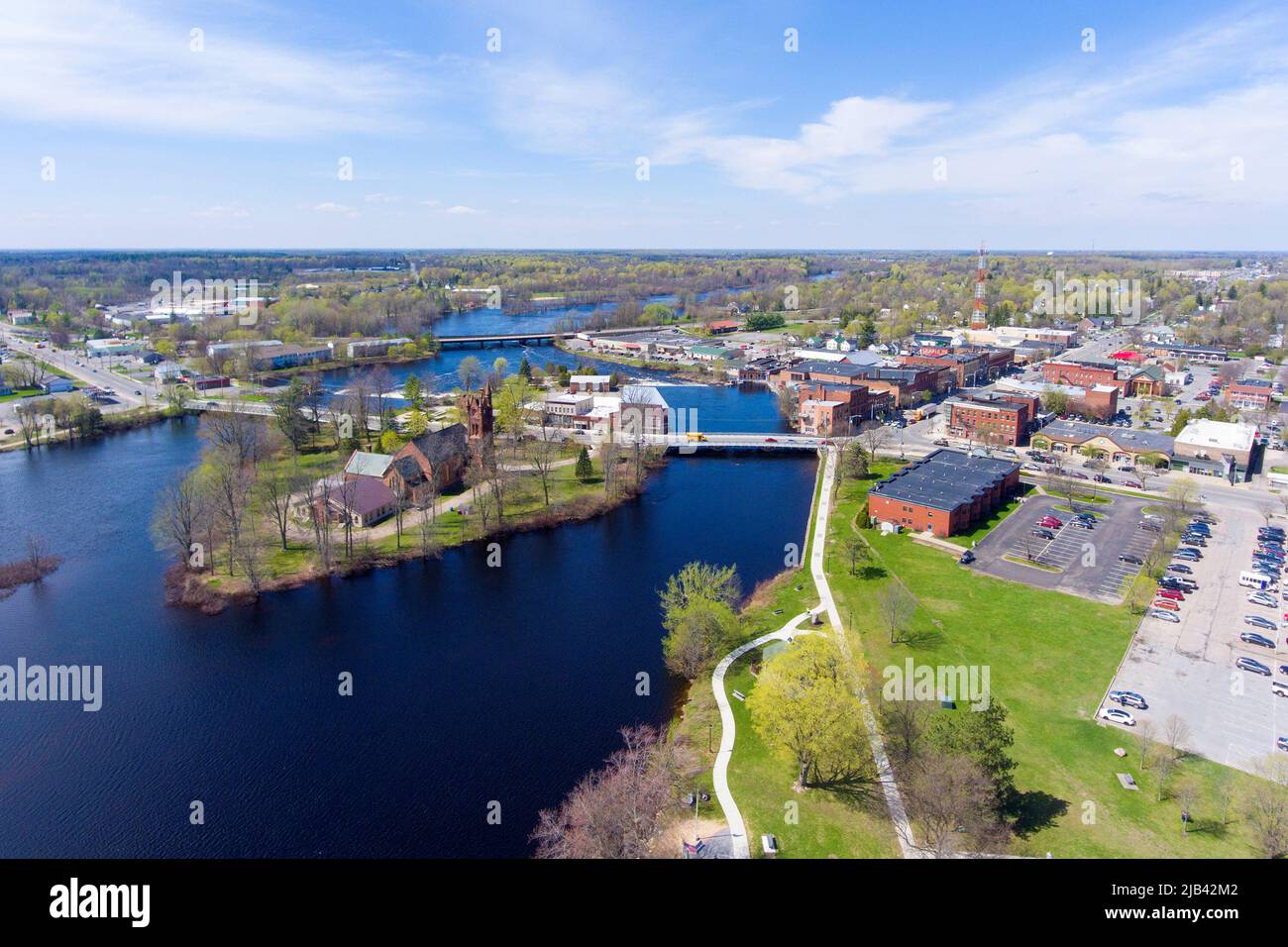 Village of Potsdam aerial view including Trinity Episcopal Church on an