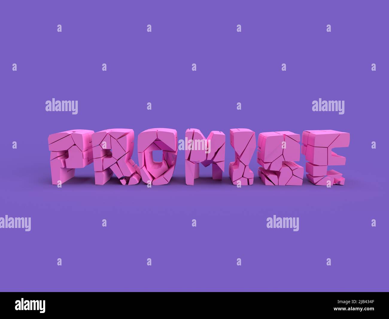 broken proomise - 3d illustration   ,cracked word Stock Photo