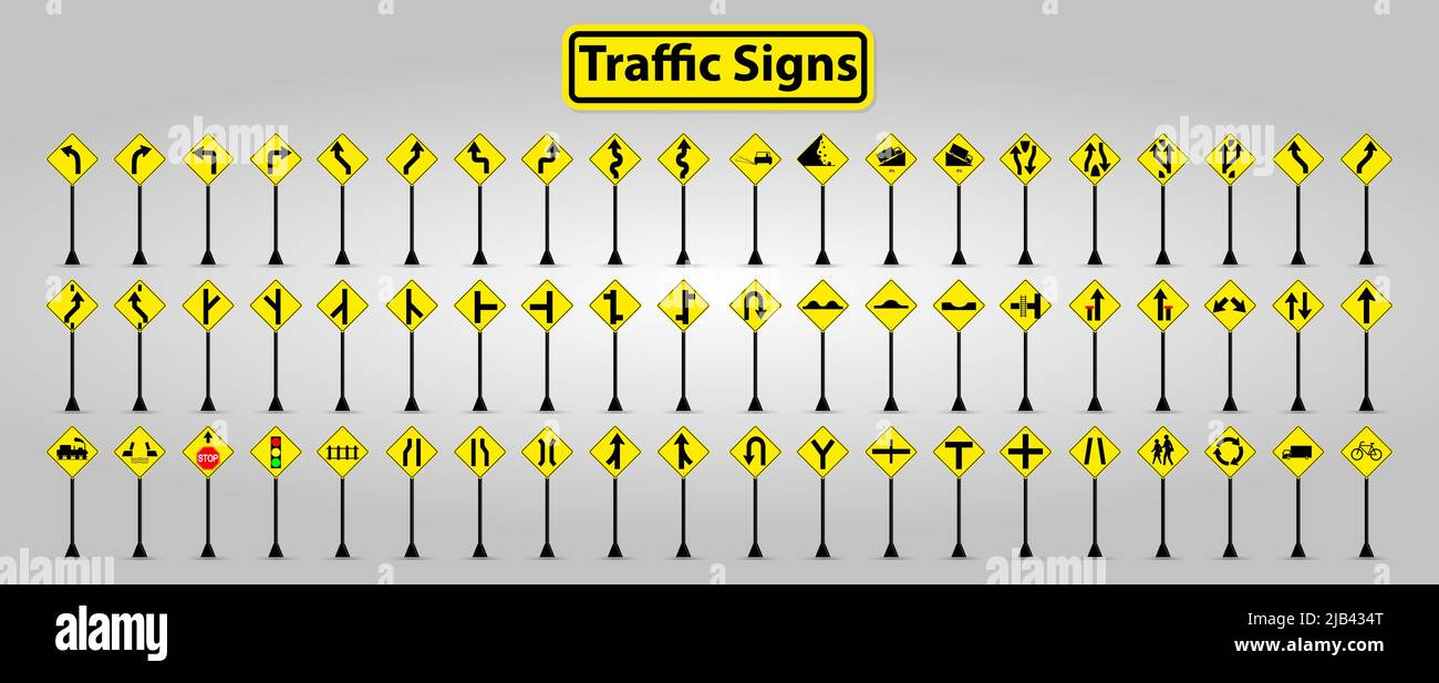 Set WarningTraffic Signs,Prohibition Symbol Sign Isolate on White Background Stock Vector