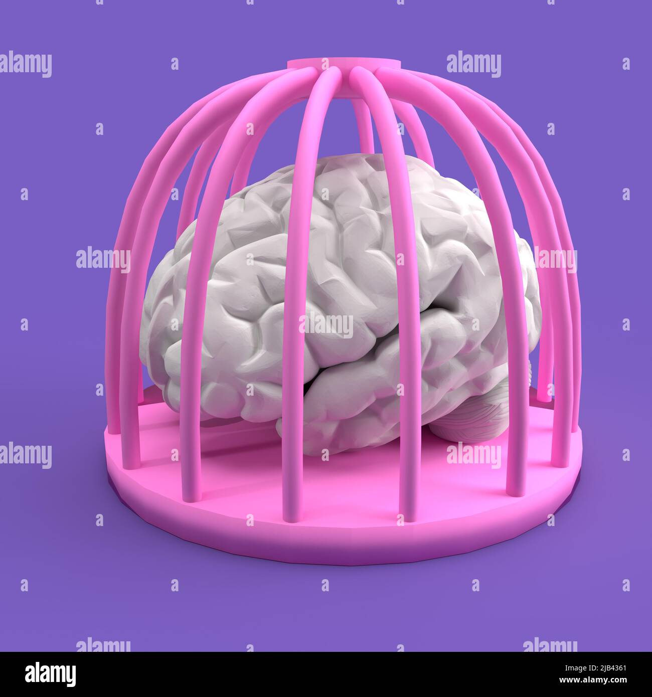 brain in the cage - mental prison - 3d illustration Stock Photo