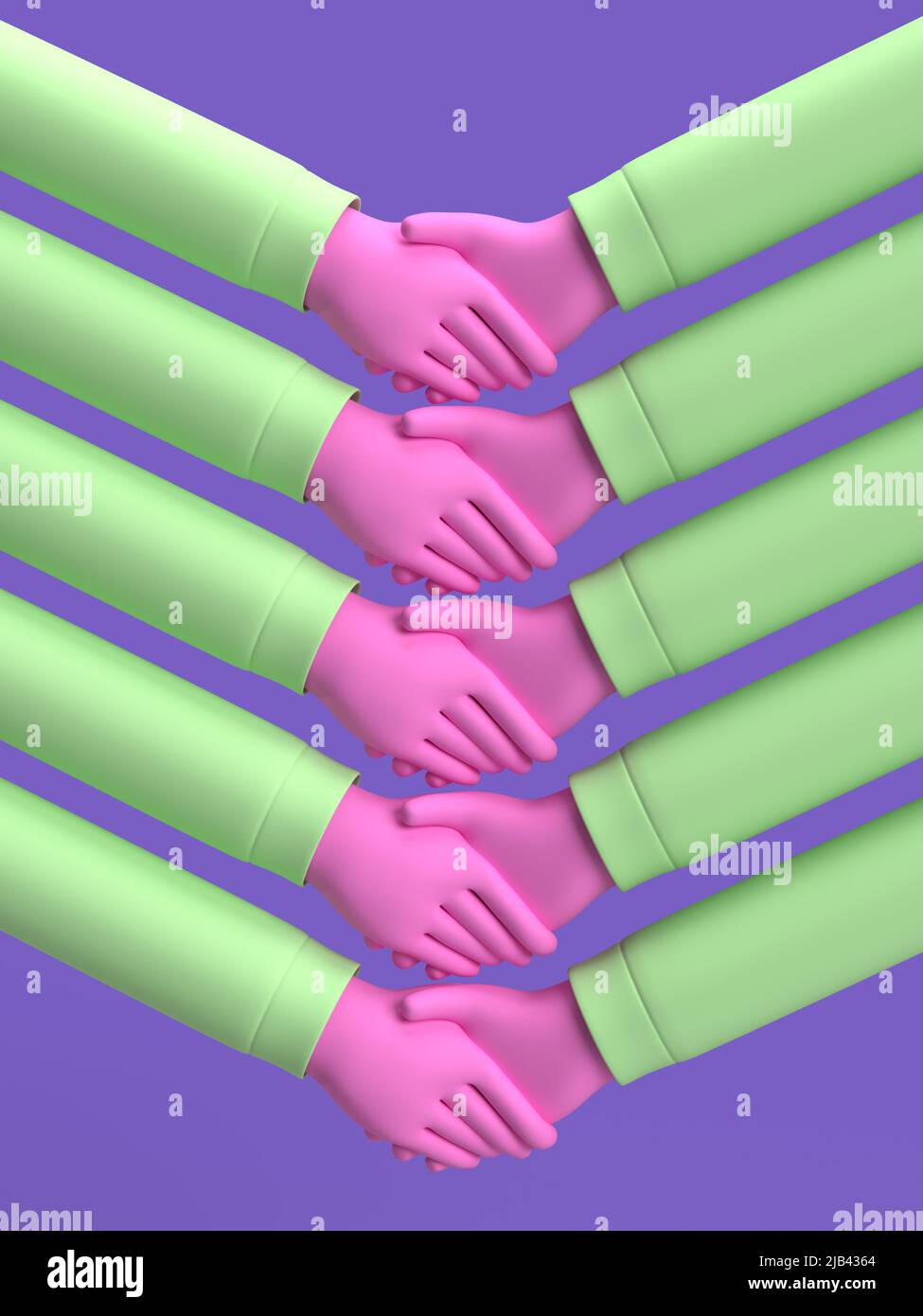 group agreement - multiple handshakes  3d illustration Stock Photo