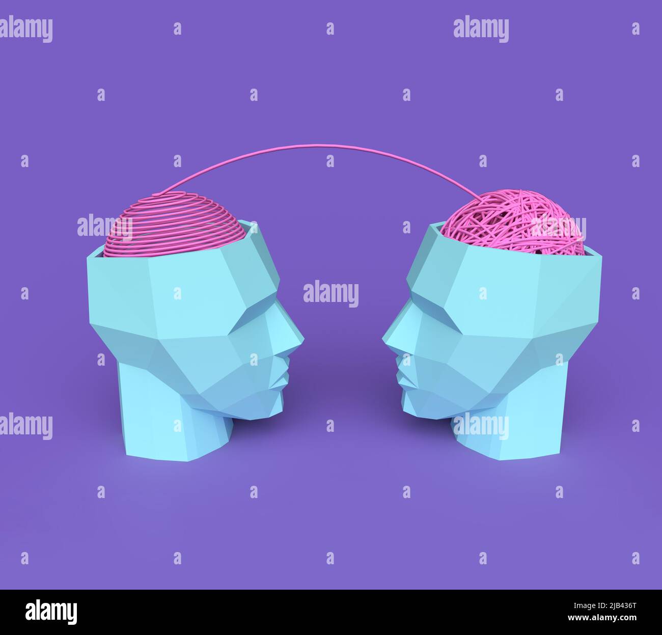 decoding and understanding problem,  3d illustration  of face to face explanation Stock Photo