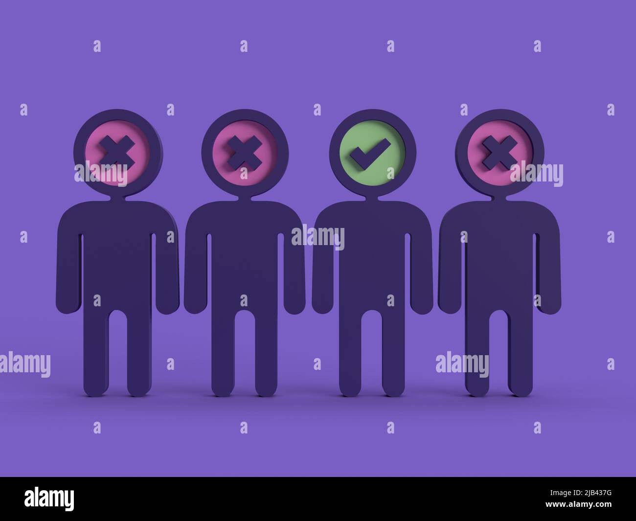 3 out of 4 people rejected - find the best candidate 3d illustration Stock Photo