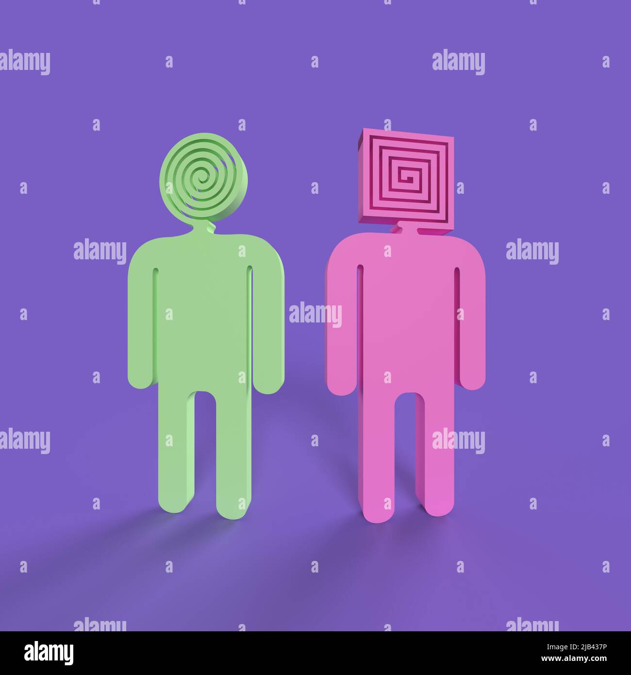two people with opposite mindsets  and personalities - 3d illustration Stock Photo
