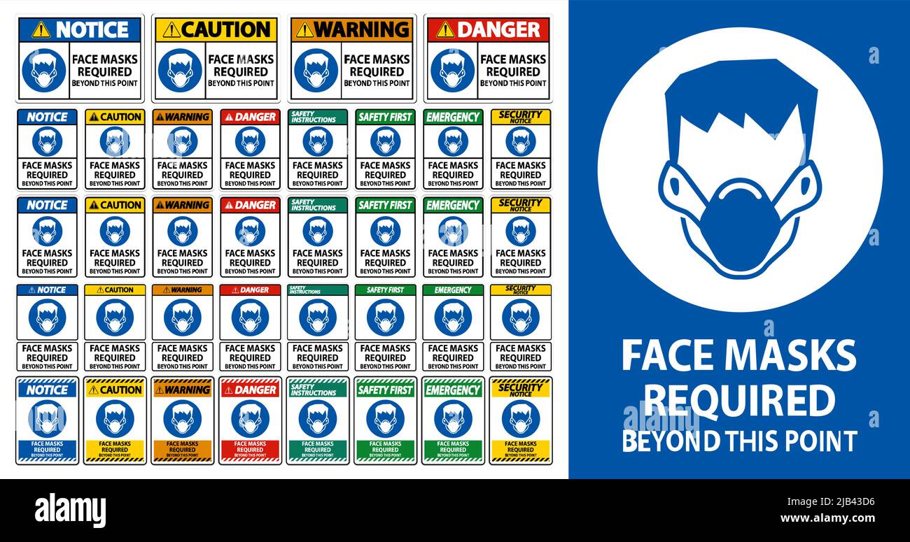 Face Masks Required Beyond This Point Sign Isolate On White Background ...