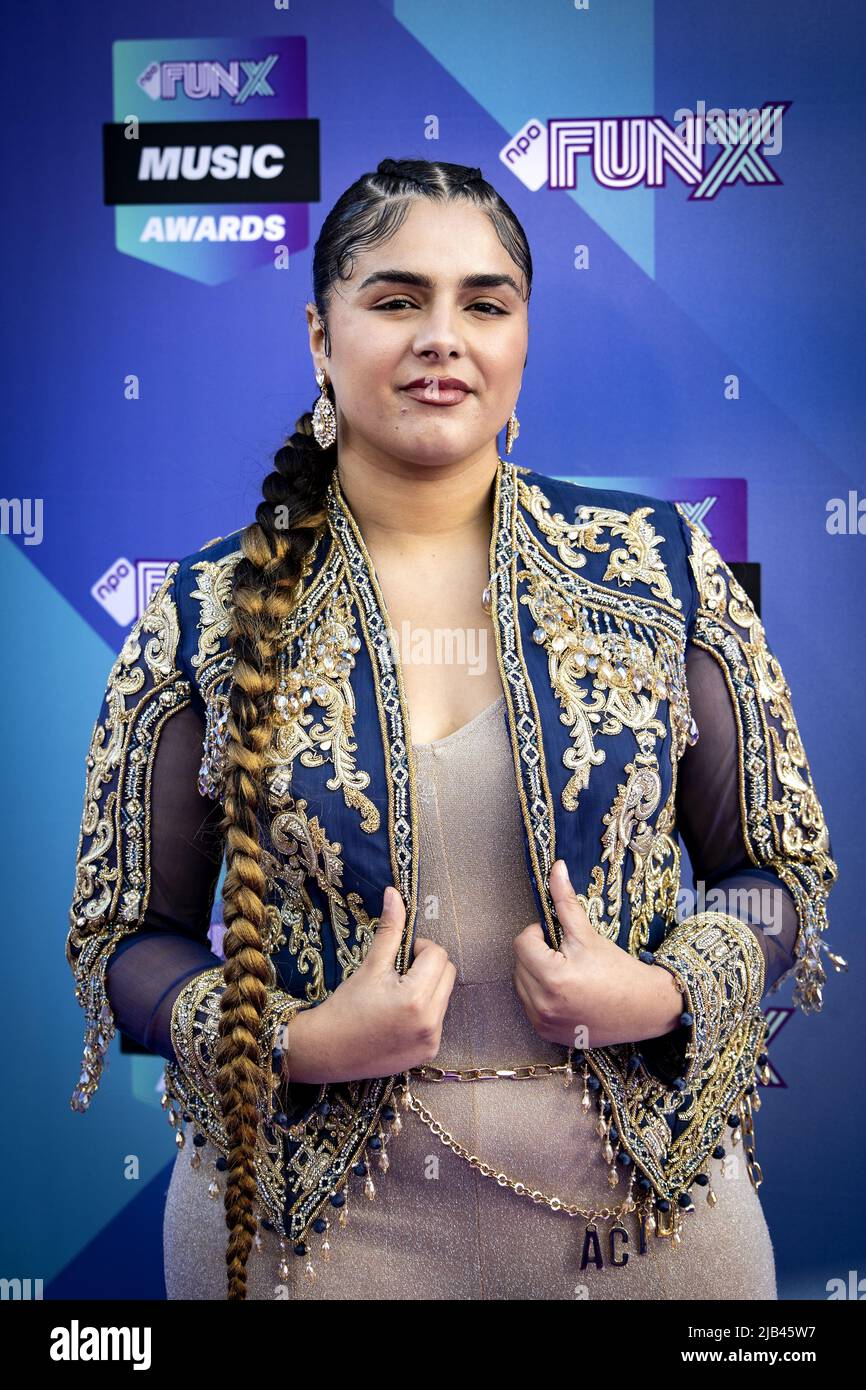 2022-06-02 20:05:04 AMSTERDAM - Numidia on the purple carpet for the FunX Music Awards in AFAS Live in Amsterdam. During the award show, the most important music prizes of the young Netherlands are presented. ANP RAMON VAN FLYMEN netherlands out - belgium out Stock Photo