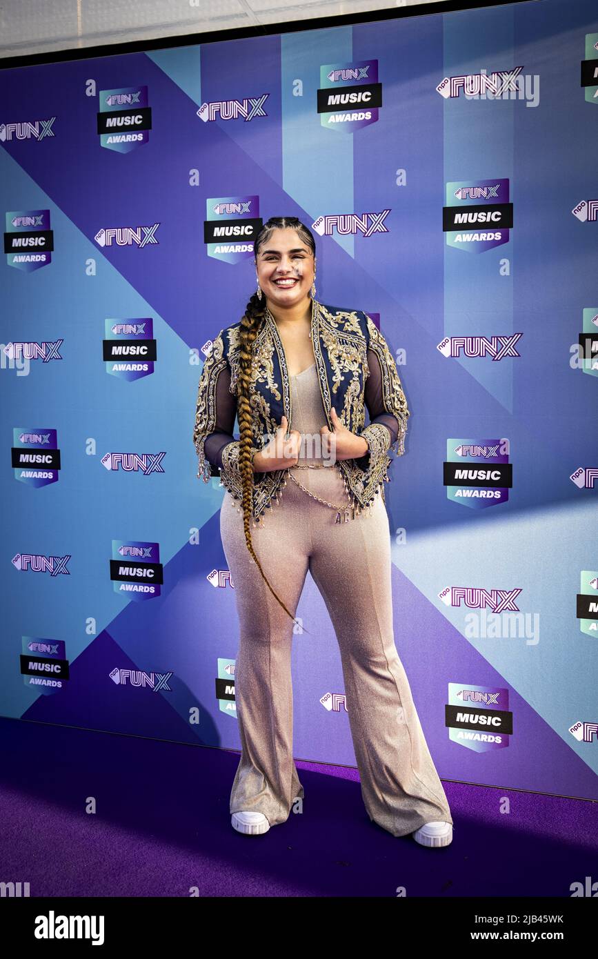 2022-06-02 20:05:57 AMSTERDAM - Numidia on the purple carpet for the FunX Music Awards in AFAS Live in Amsterdam. During the award show, the most important music prizes of the young Netherlands are presented. ANP RAMON VAN FLYMEN netherlands out - belgium out Stock Photo