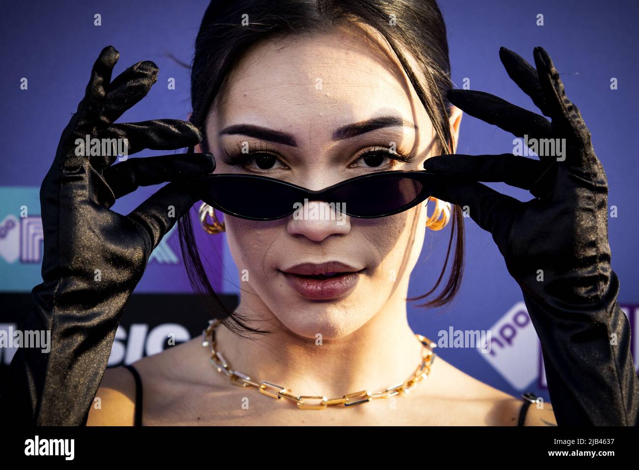 2022-06-02 19:50:59 AMSTERDAM - Sarita Lorena on the purple carpet for the FunX Music Awards in AFAS Live in Amsterdam. During the award show, the most important music prizes of the young Netherlands are presented. ANP RAMON VAN FLYMEN netherlands out - belgium out Stock Photo