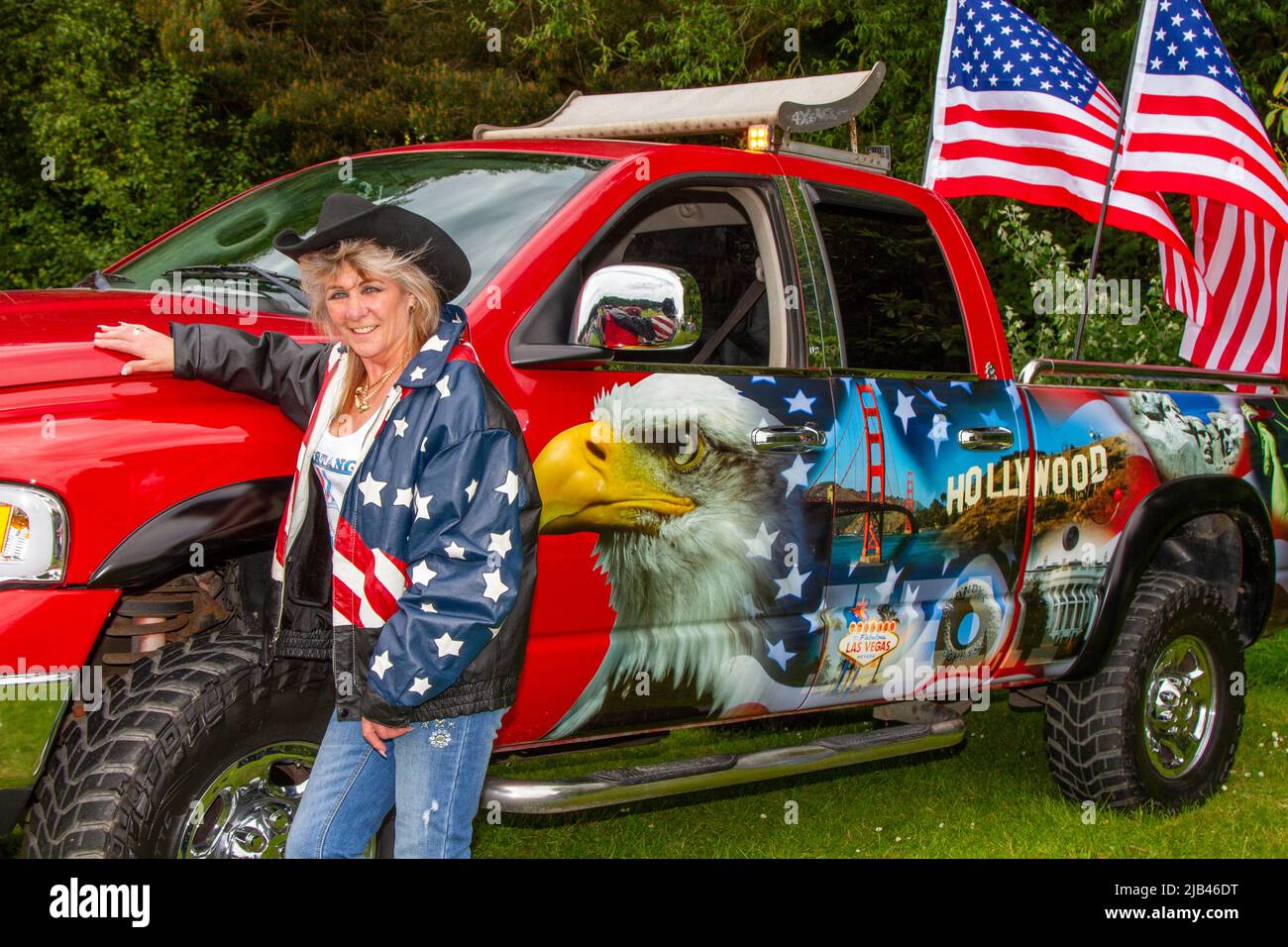 Elaine from Rossendale. American 2004 Custom DODGE automobiles, USA. Americana, US Customised Vehicles - Car Detailing & Wrapping, at the Worden Park Motor Village, Leyland, UK Stock Photo