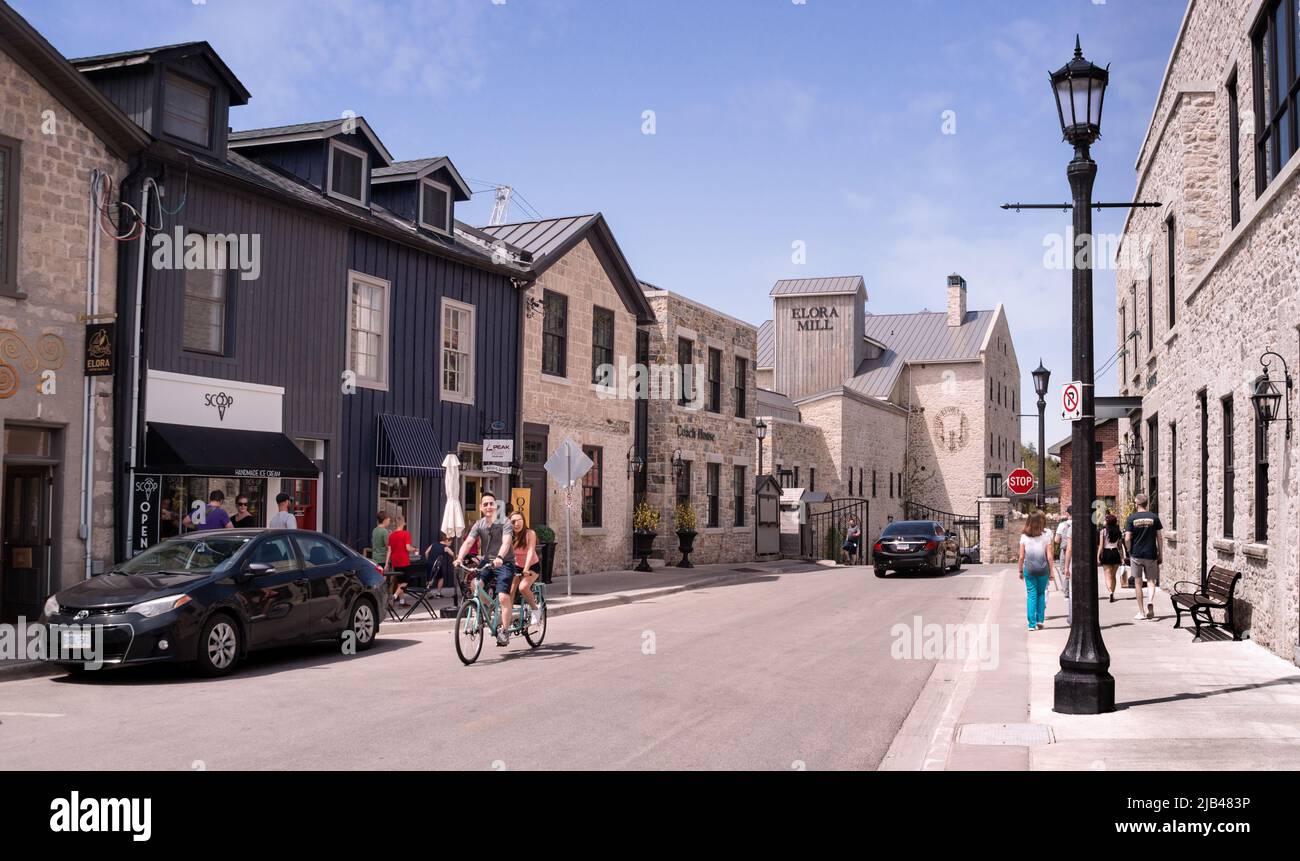 Elora, Ontario, Canada 05 15 2022 Summertime view along Mill Street