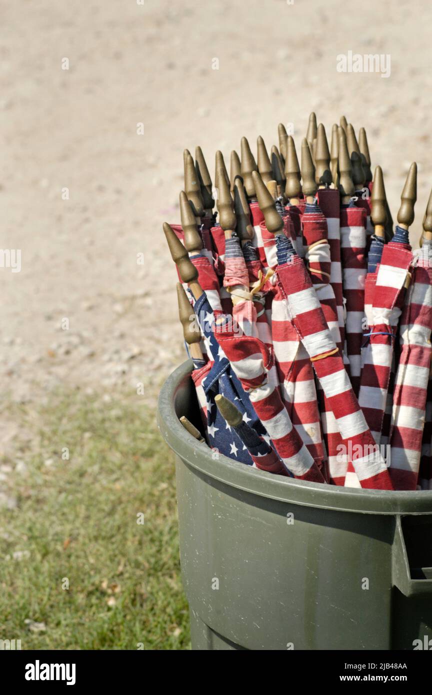 Small flags for sale at flea tag sale in Texas Stock Photo Alamy