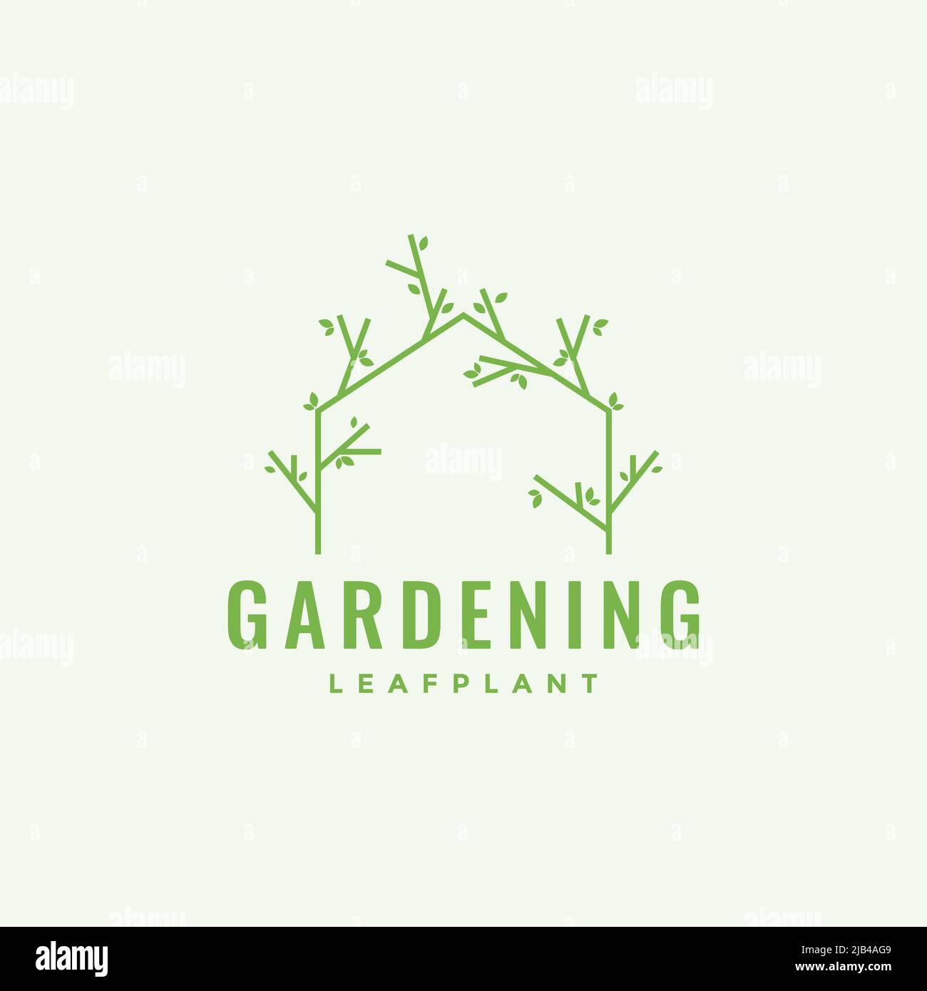 line with vines leaf gate gardening logo design vector graphic symbol ...