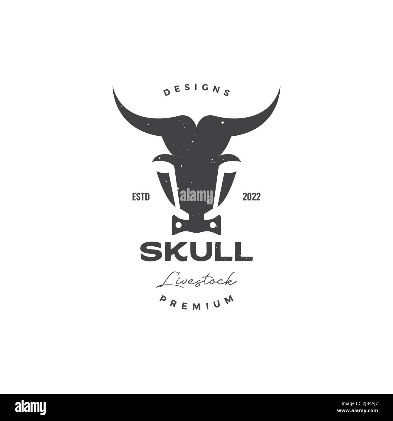 badge vintage head cow skull logo design vector graphic symbol icon ...