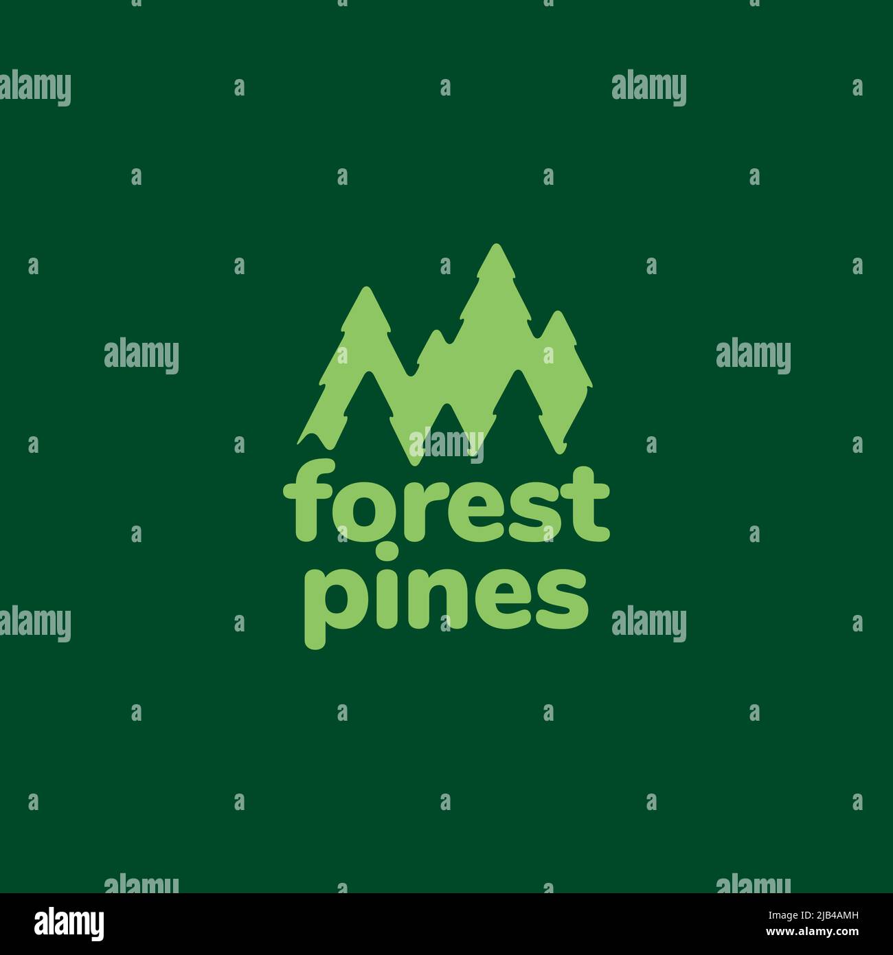 modern green forest trees pines logo design vector graphic symbol icon illustration creative idea Stock Vector