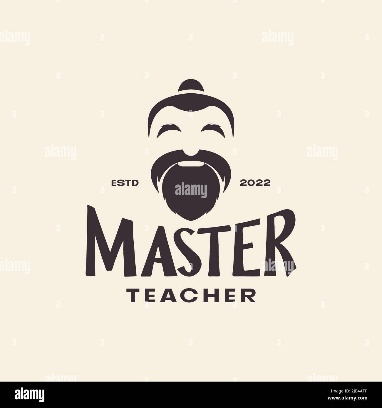 old man beard asian master vintage logo design vector graphic symbol icon illustration creative idea Stock Vector