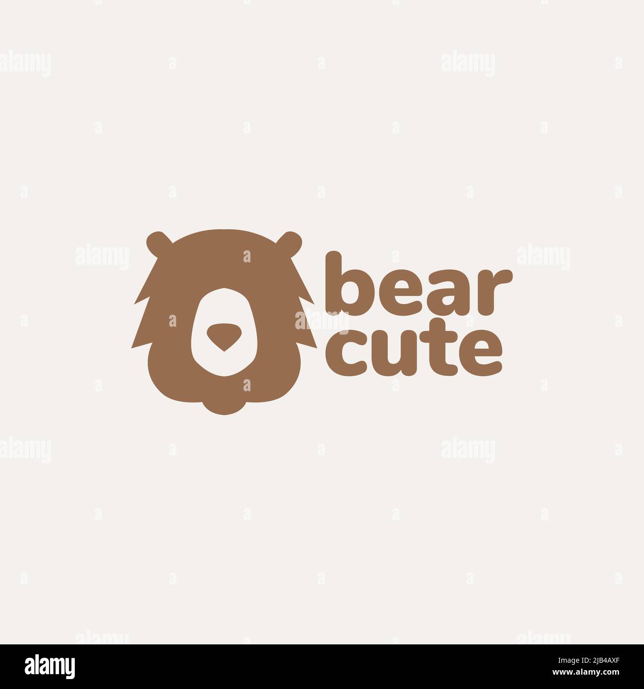 head brown grizzly cute flat logo design vector graphic symbol icon ...