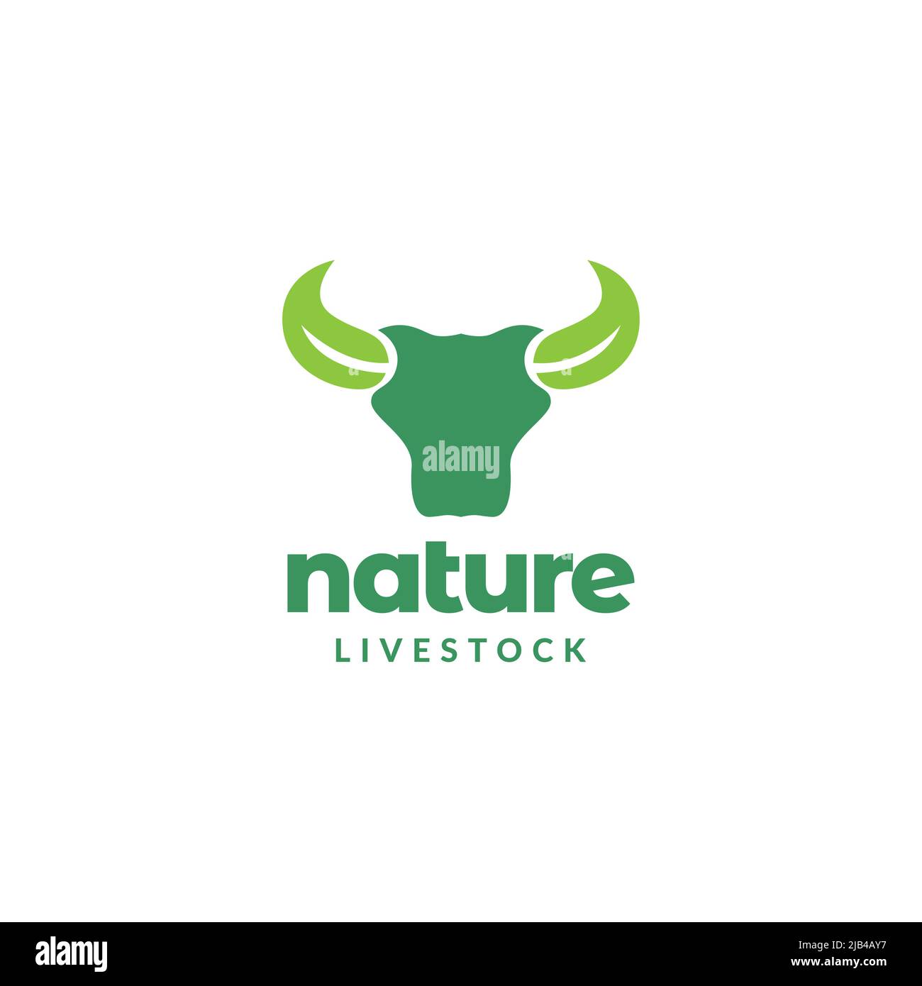 organic livestock head cow with leaf horn logo design vector graphic symbol icon illustration creative idea Stock Vector
