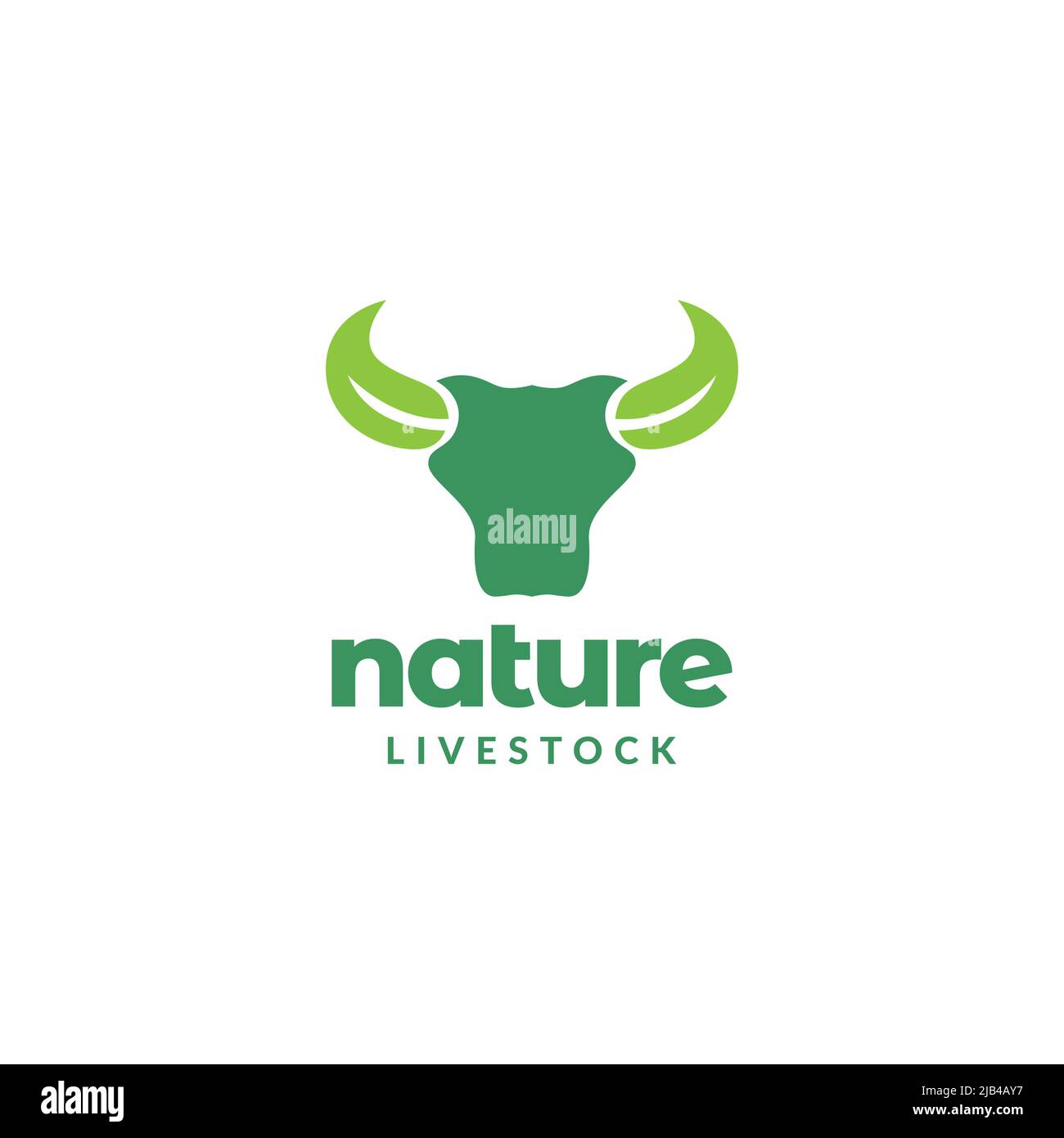 organic livestock head cow with leaf horn logo design vector graphic ...