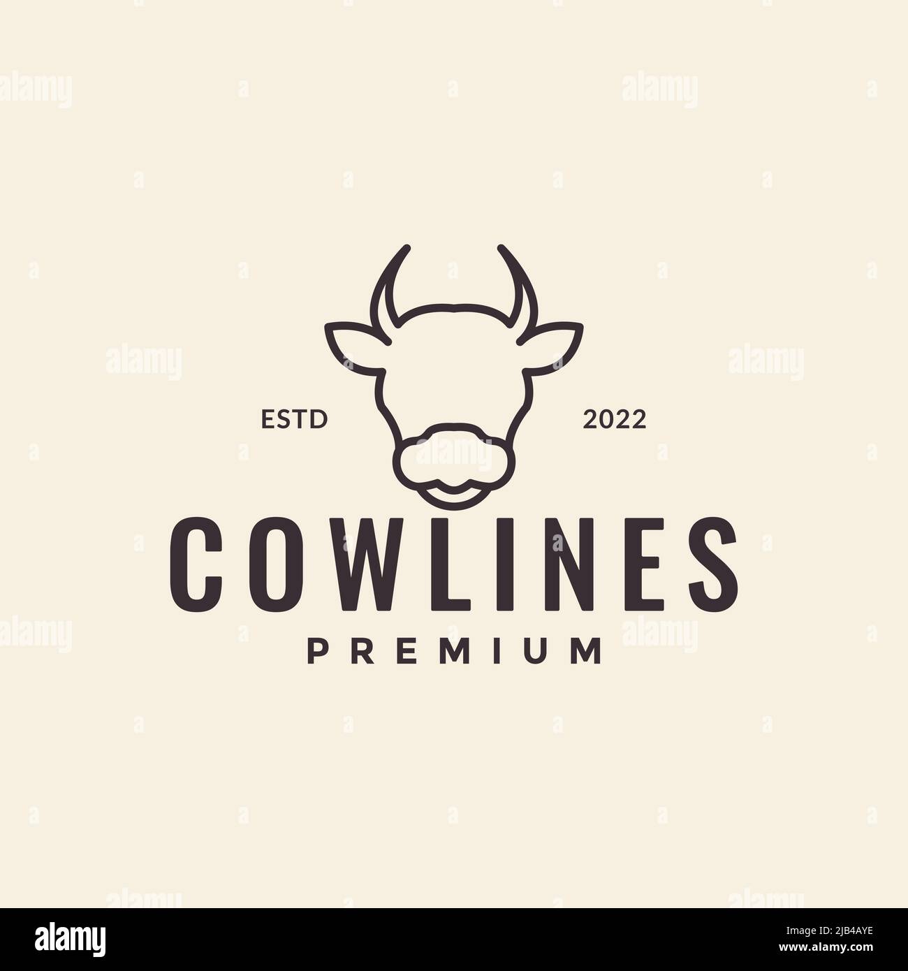 simple hipster head cow cattle logo design vector graphic symbol icon ...