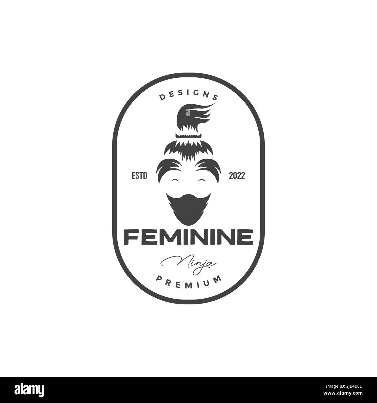 badge women ninja with mask logo design vector graphic symbol icon illustration creative idea Stock Vector