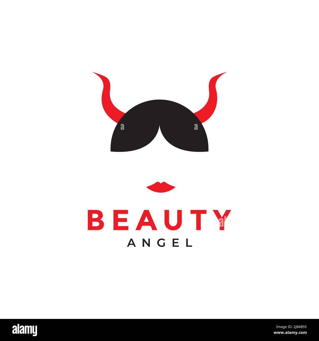 head beauty women with horn angel evil logo design vector graphic