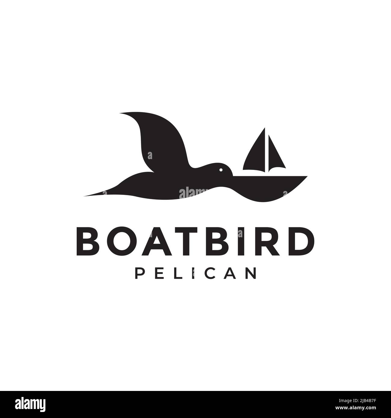 flying pelican with boat logo design vector graphic symbol icon illustration creative idea Stock Vector