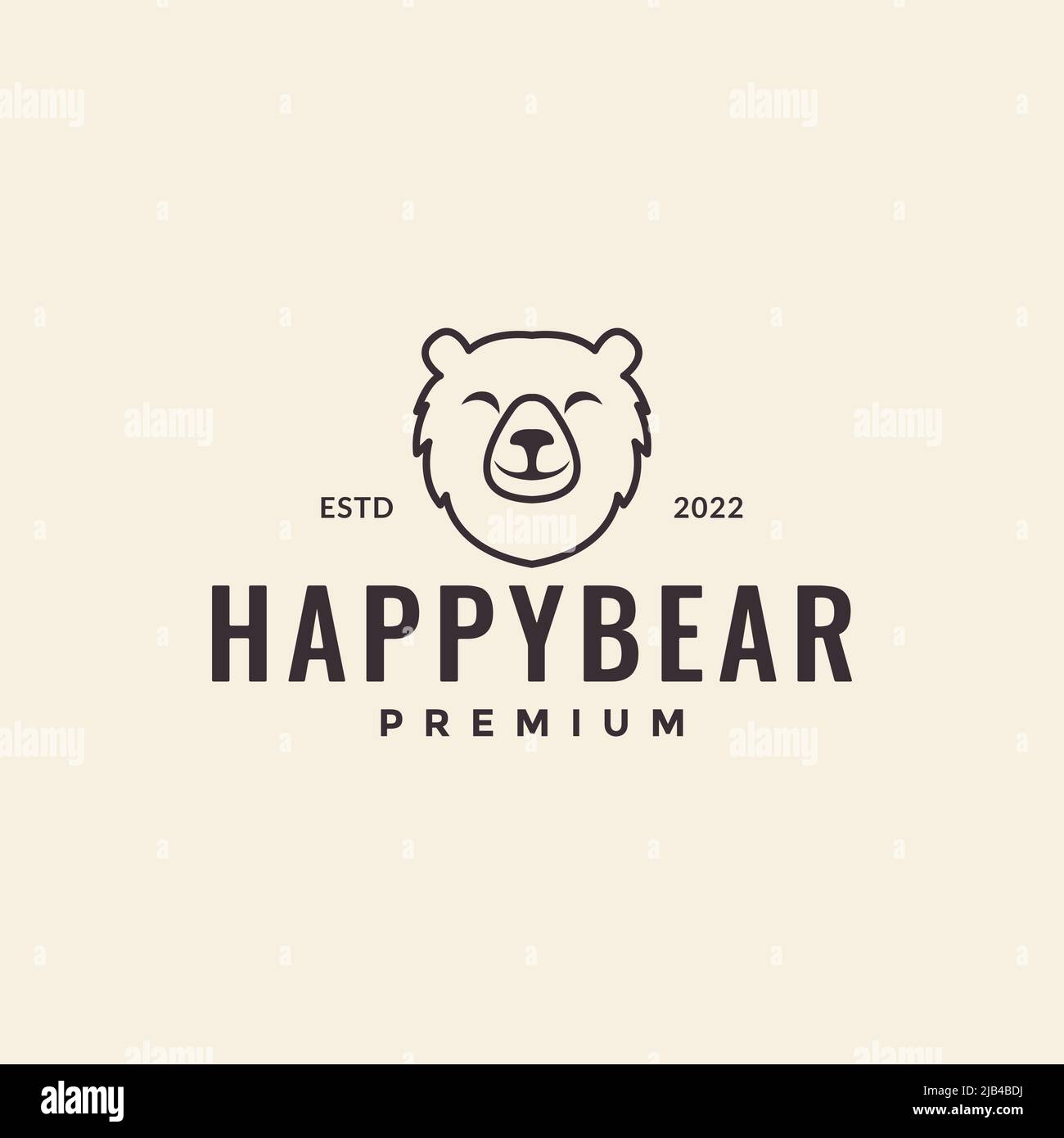 head bear cute line cheerful logo design vector graphic symbol icon ...