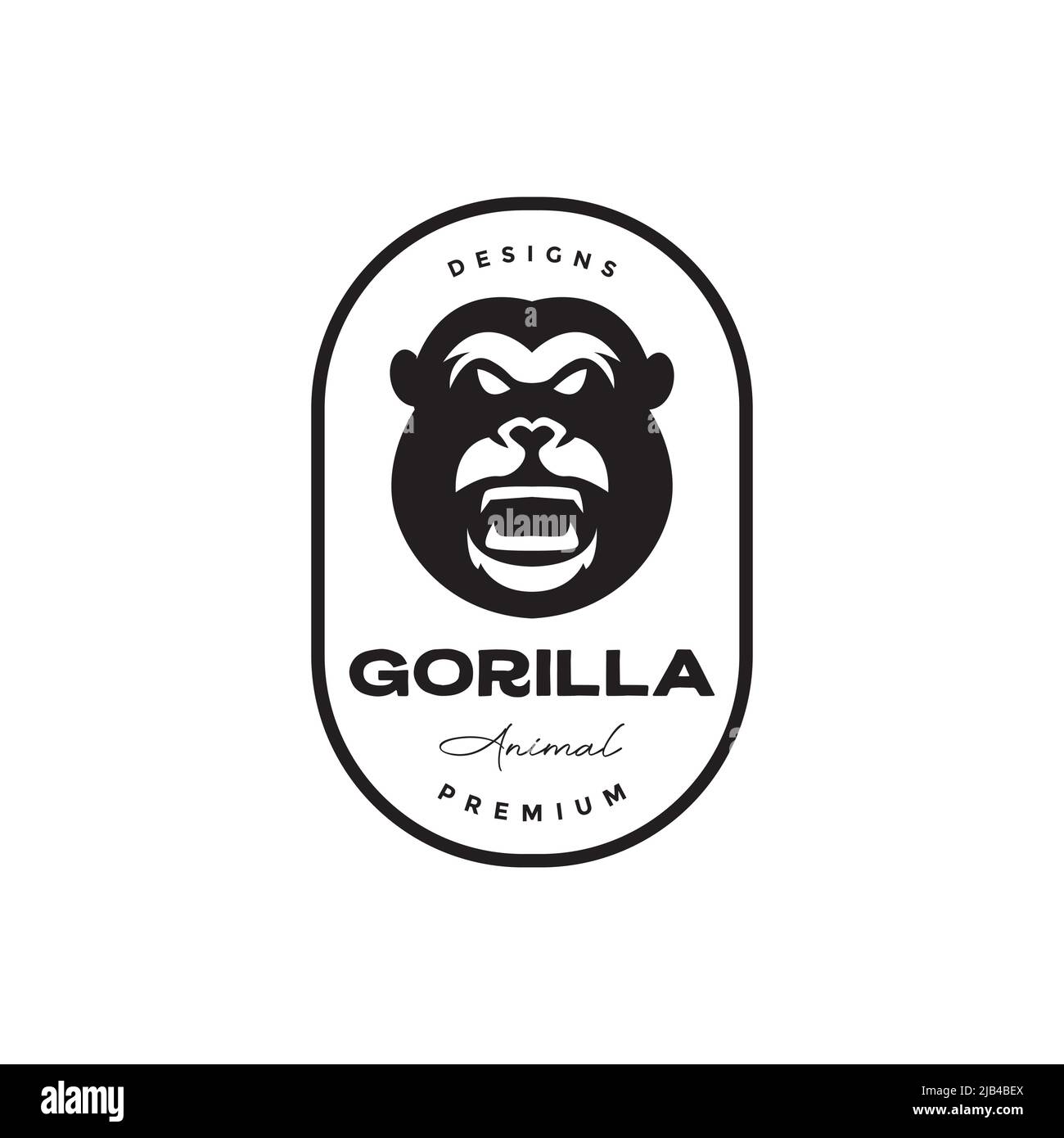 vintage badge with angry gorilla monkey logo design vector graphic ...