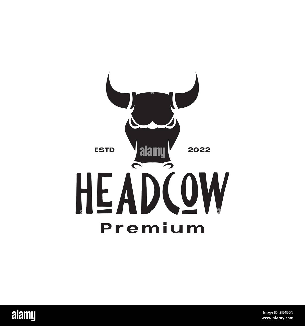 black vintage head cow strong logo design vector graphic symbol icon ...