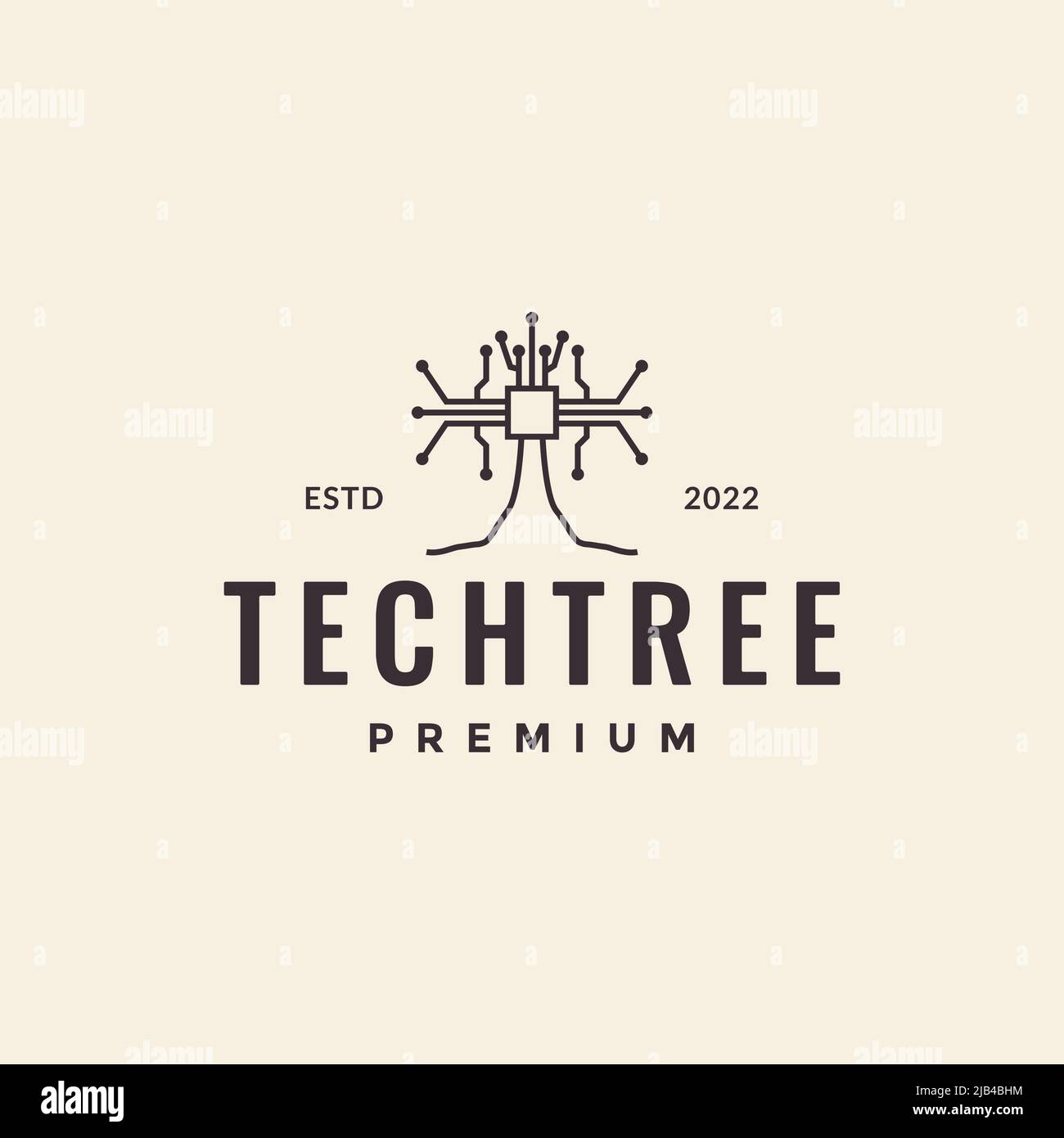 chip tree tech line dots logo design vector graphic symbol icon ...