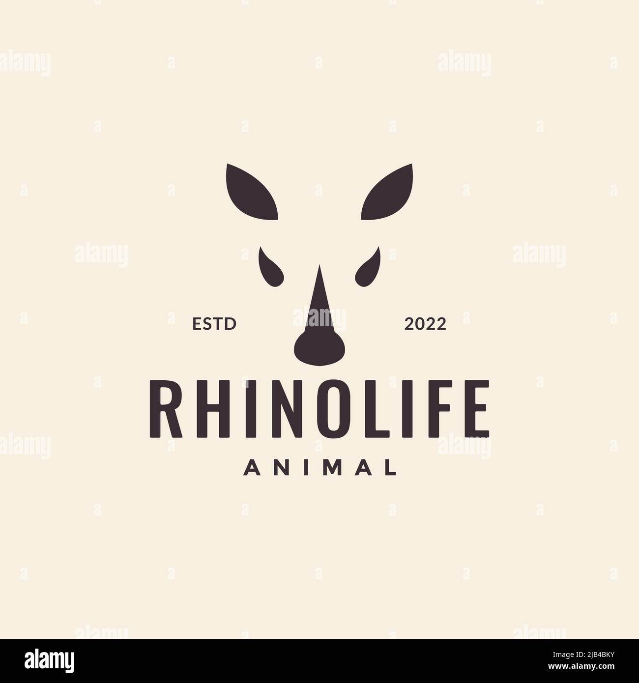minimal head rhino horn logo design vector graphic symbol icon