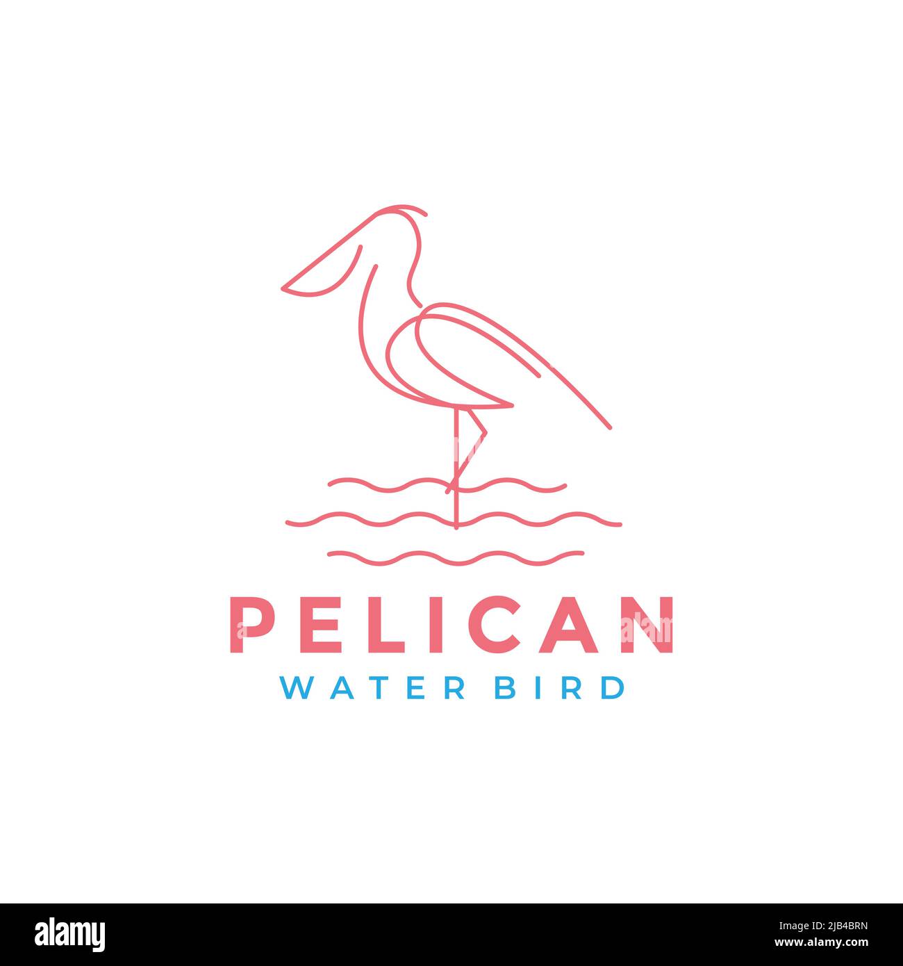 simple minimal line bird pelican water logo design vector graphic symbol icon illustration creative idea Stock Vector