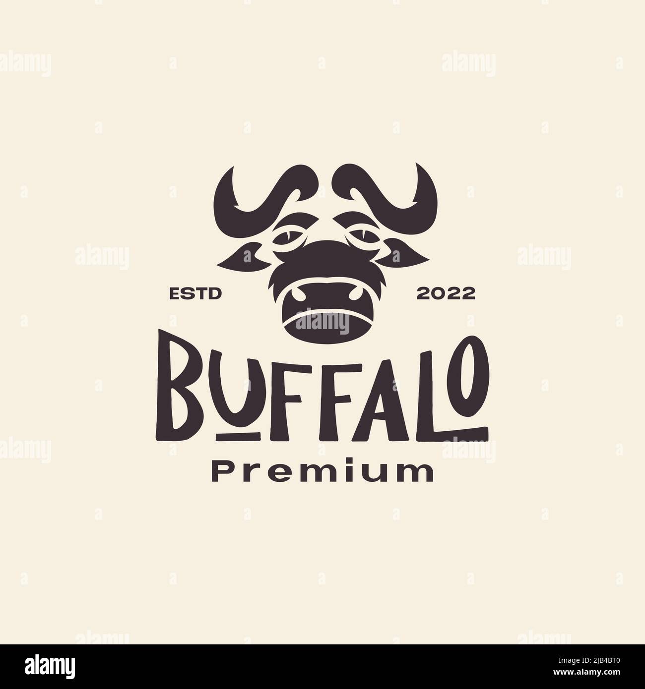 strong head buffalo livestock cattle retro logo design vector graphic ...